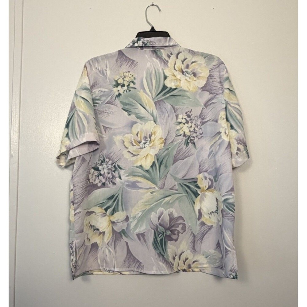 Vtg Alfred Dunner Petite 14 Floral Button Up Blouse Short Sleeve Pastel Cottage